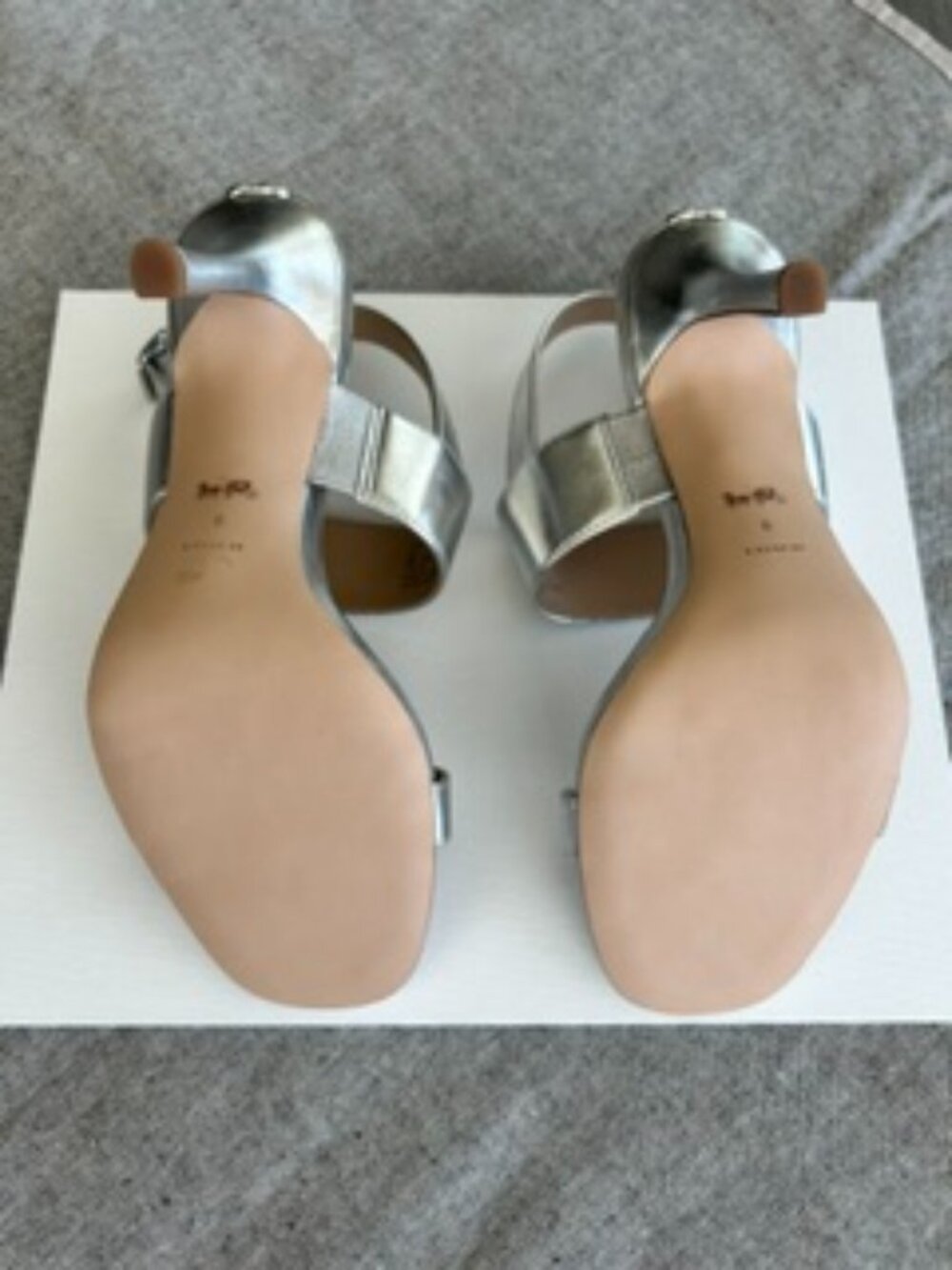 COACH Metallic Silver Heeled Sandals – Size 8 - Picture 6 of 16